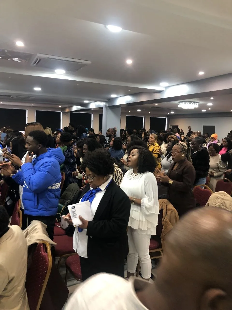 Packed church service at P2 Centre, an Erith venue for congregations of up to 600